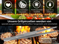 Profi Grillzange Grillpinzette 12,5 cm Kochpinzette aus Edelstahl Pinzette mit Zahnung - Gerade Ausfhrung fr Fleisch, Wrstchen oder Gemse