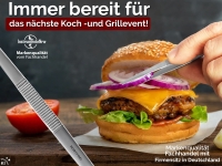 Profi Grillzange Grillpinzette 12,5 cm Kochpinzette aus Edelstahl Pinzette mit Zahnung - Gerade Ausf�hrung f�r Fleisch, W�rstchen oder Gem�se