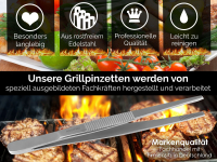 Profi Grillzange Grillpinzette Kochpinzette aus Edelstahl 10,5 cm Pinzette mit Zahnung - Gerade Ausfhrung fr Fleisch, Wrstchen oder Gemse