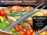 Profi Grillzange Grillpinzette Kochpinzette aus Edelstahl Pinzette mit Zahnung 16 cm - Gerade Ausfhrung fr Fleisch, Wrstchen oder Gemse