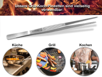 Grill Pinzetten Set Kchenpinzette 30 cm Grillzange im Black Canvas Etui