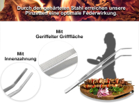 Edelstahl Grillbesteck Set BBQ Grillzange und Grill-Schere 30 cm im Wickeletui