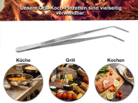 Grillbesteck Set Grillpinzette + BBQ Schere mit Canvas Wickeletui