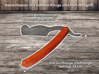 Rasiermesser mit Damastklinge und edlen Hartholzheft inkl. Etui