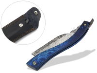 Damast Rasiermesser Blue Star mit Etui