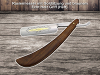 Rasiermesser mit extra hohen Echt-Holz-Schalen und Goldätzung