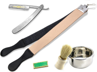 Rasur Set mit Solinger Schleifpaste+Riemen+Schale+Messer 5 teili