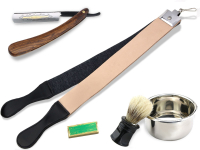 Profi Rasur Set Holzoptik mit Puma Schleifpaste 5 Teilig