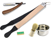 Profi Rasur Set Holzoptik mit Puma Schleifpaste 5 Teilig