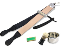 Nassrasur Set Black mit Puma Schleifpaste+Riemen+Pinsel und Scha