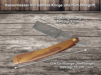 Rasiermesser mit Damastklinge und edlen Holzheft inkl. Etui