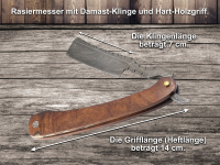 Rasiermesser mit Damastklinge und edlen Hart-Holzheft inkl. Etui