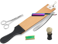 Rasiermesser Set 5-Teilig Rasiermesser + Bartschere + Streichriemen + Schleif-Paste + Pinsel