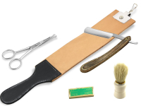 Rasur Set 5-Teilig Rasiermesser Hohlschliff 5/8 Zoll Rindleder Streichriemen Bartschere