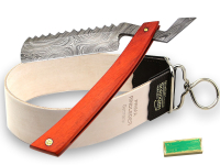 Damast Rasiermesser Set mit Paste und Lederriemen aus Solingen