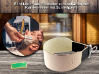 Streichriemen Abziehleder Set EXTRA BREIT Rindleder mit Solingen Schleif Paste zum schrfen von Rasiermesser