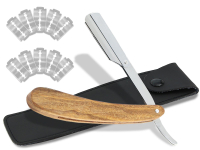 Rasierer Rasiermesser Set Holzgriff Wechselklingenmesser mit 10 Rasierklingen