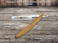Premium Rasiermesser aus Solingen 5/8 Zoll  Germany Bartmesser mit Echt Holzgriff Olivenholz Extra Scharf geschliffene Rasierkllinge zur optimalen Bartpflege