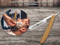 Premium Rasiermesser aus Solingen 5/8 Zoll  Germany Bartmesser mit Echt Holzgriff Olivenholz Extra Scharf geschliffene Rasierkllinge zur optimalen Bartpflege
