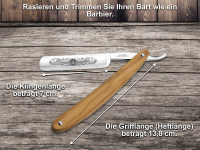 Premium Rasiermesser aus Solingen 5/8 Zoll  Germany Bartmesser mit Echt Holzgriff Olivenholz Extra Scharf geschliffene Rasierkllinge zur optimalen Bartpflege