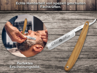 Premium Rasiermesser aus Solingen 5/8 Zoll  Germany Bartmesser mit Echt Holzgriff Olivenholz Extra Scharf geschliffene Rasierkllinge zur optimalen Bartpflege