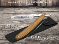 Rasiermesser aus Solingen mit Goldtzung Hohlschliff Made in Germany Rasier-Set Bartmesser fr Herren fr die Bartpflege Profi Schnurrbart Messer Olivenholz fr eine sanfte Nassrasur mit Etui