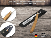 Rasiermesser aus Solingen mit Goldtzung Hohlschliff Made in Germany Rasier-Set Bartmesser fr Herren fr die Bartpflege Profi Schnurrbart Messer Olivenholz fr eine sanfte Nassrasur mit Etui