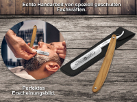 Rasiermesser aus Solingen mit Goldtzung Hohlschliff Made in Germany Rasier-Set Bartmesser fr Herren fr die Bartpflege Profi Schnurrbart Messer Olivenholz fr eine sanfte Nassrasur mit Etui