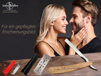 Solinger Rasiermesser Rasierer mit Wechselklingen aus Solingen Oliven-Holz Bartmesser Rasier-Set f�r Herren mit Kleiner und Gro�er Rasierklinge Nassrasierer