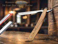 Solinger Rasiermesser Rasierer mit Wechselklingen aus Solingen Oliven-Holz Bartmesser Rasier-Set f�r Herren mit Kleiner und Gro�er Rasierklinge Nassrasierer