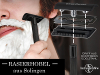 Rasierhobel aus Solingen Nassrasierer fr Herren Rasierer Made in Germany mit geschlossenem Kamm fr klassische Rasierklingen Sicherheitsrasierer fr eine perfekte Bartpflege Edelstahl Griff Schwarz