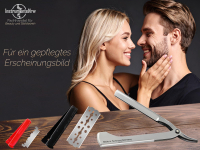 Solinger Rasiermesser Rasier-Set f�r M�nner mit Wechselklingen Bartpflege Messer mit Kleiner/Gro�er Rasierklinge Bartmesser Barbier Nassrasierer f�r die perfekte Nassrasur Silber
