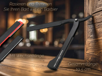 Solinger Rasiermesser Rasier-Set f�r M�nner mit Wechselklingen Bartpflege Messer mit Kleiner/Gro�er Rasierklinge Bartmesser Barbier Nassrasierer f�r die perfekte Nassrasur Schwarz