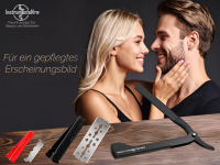 Solinger Rasiermesser Rasier-Set f�r M�nner mit Wechselklingen Bartpflege Messer mit Kleiner/Gro�er Rasierklinge Bartmesser Barbier Nassrasierer f�r die perfekte Nassrasur Schwarz