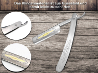 Rasiermesser-Set 5-Teilig Goldtzung 5/8 Streichriemen + Bartschere + Paste Solingen