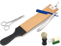 5-Teiliges Rasiermesser Set Edelstahl Messer mit Titan Beschichtung Griff 5/8 + Zubehör