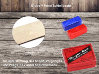 Set Streichriemen Solingen+ Rasiermesser RAINBOW + Paste