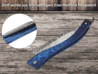 Grosses Blue Damast Rasiermesser Set mit Doppelriemen