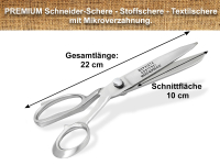 Stoff-Schere Textilschere Arbeitsschere Edelstahl Rostfrei 22 cm Schneiderschere mit Mirkoverzahnung optimal geeignet fr Stoffe, Nhen und Kleidung 9 Zoll