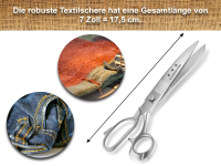 Schneiderschere Stoffschere 17,5 cm Textilschere mit przisem Schnitt fr Nhen, Stoff und Textil - Arbeitsschere aus rostfreiem Edelstahl 7 Zoll