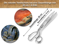 Premium Schneiderschere Stoffschere Textilschere Arbeitsschere Bastelschere 20 cm Ice Tempered Handgeschrft