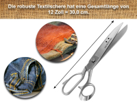 Schneiderschere Stoffschere Extra Gro 30 cm Rostfrei Edelstahl Textilschere fr Stoffe, Nhen und Kleidung 12 Zoll