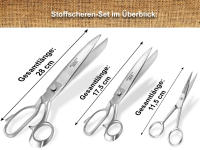 3-Teiliges Schneiderscheren-Set Textilschere Stoffschere Arbeitsschere mit Mikroverzahnung Stickschere Nhschere