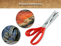 Zackenschere Stoffschere Textilschere Zickzack-Schere - Schneiderschere Bastelschere Rostfrei 20 cm ideal fr Textilien und Papier Kunststoffgriff Verchromt