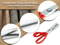 Zackenschere Stoffschere Textilschere Zickzack-Schere - Schneiderschere Bastelschere Rostfrei 20 cm ideal fr Textilien und Papier Kunststoffgriff Verchromt