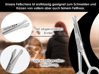 Hundehaarschere Gebogene Pfotenschere Haarschere Schere mit Etui 11,5 cm Fellschere fr Hunde, Katzen, Kanninchen mit Mikroverzahnung fr einfaches schneiden