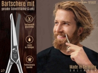 Profi Bartschere aus Solingen Haarschere Nasenhaarschere Made in Germany Bartpflege Schere Solinger Schnurrbartschere mit Abgerundeten Spitzen zum K�rzen von Barthaaren, Ohrhaaren und Nasenhaaren