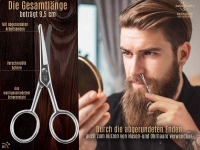 Profi Bartschere aus Solingen Haarschere Nasenhaarschere Made in Germany Bartpflege Schere Solinger Schnurrbartschere mit Abgerundeten Spitzen zum K�rzen von Barthaaren, Ohrhaaren und Nasenhaaren