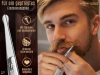 Profi Bartschere aus Solingen Haarschere Nasenhaarschere Made in Germany Bartpflege Schere Solinger Schnurrbartschere mit Abgerundeten Spitzen zum K�rzen von Barthaaren, Ohrhaaren und Nasenhaaren