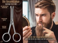 Premium Bartschere f�r M�nner Haarschere Nasenhaar Schere mit abgerundeten Enden und Scharfem Schnitt f�r eine pr�zise Bartpflege � Profi Haarschneideschere aus Rostfreiem Edelstahl 10,5 cm mit Etui